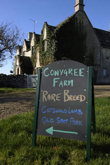 An advertising board at Conygree Farm